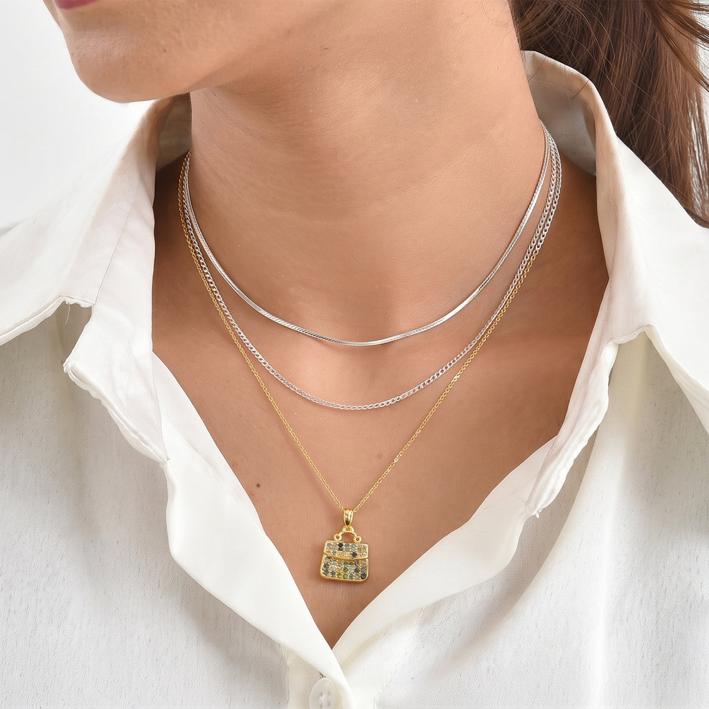 D'Joy Blauer Diamant, Gelber Diamant Schmuckset ca. 50 cm 925 Silber 750 Gelbgold vermeil ca. 0,47 ct.