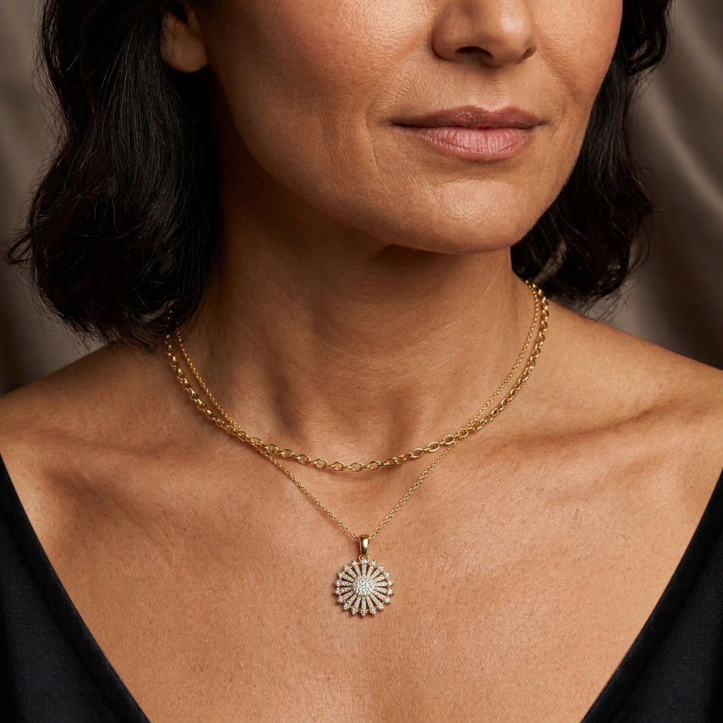 LUXURIANT DIAMOND - Lab Grown Diamant SGL zertifiziert SI-GH Schmuckset ca. 50 cm 925 Silber 750 Gelbgold vermeil ca. 0,53 ct.