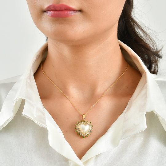 D'Joy Blau Mabe Perle (14 mm), Tansanit Schmuckset ca. 50 cm 925 Silber 750 Gelbgold vermeil 6.28 ct