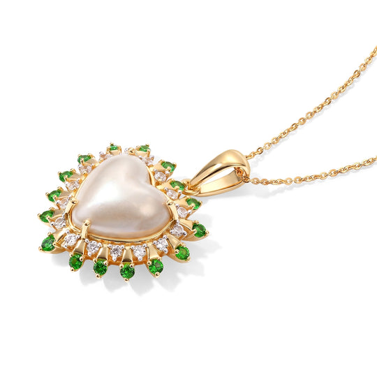 D'Joy Blau Mabe Perle (14 mm), Tansanit Schmuckset ca. 50 cm 925 Silber 750 Gelbgold vermeil 6.28 ct