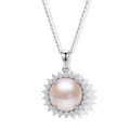 D'Joy AA Weiße Mabe Perle (16 mm), Moissanit Schmuckset ca. 50 cm 925 Silber Rhodiniert