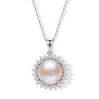 D'Joy AA Weiße Mabe Perle (16 mm), Moissanit Schmuckset ca. 50 cm 925 Silber Rhodiniert