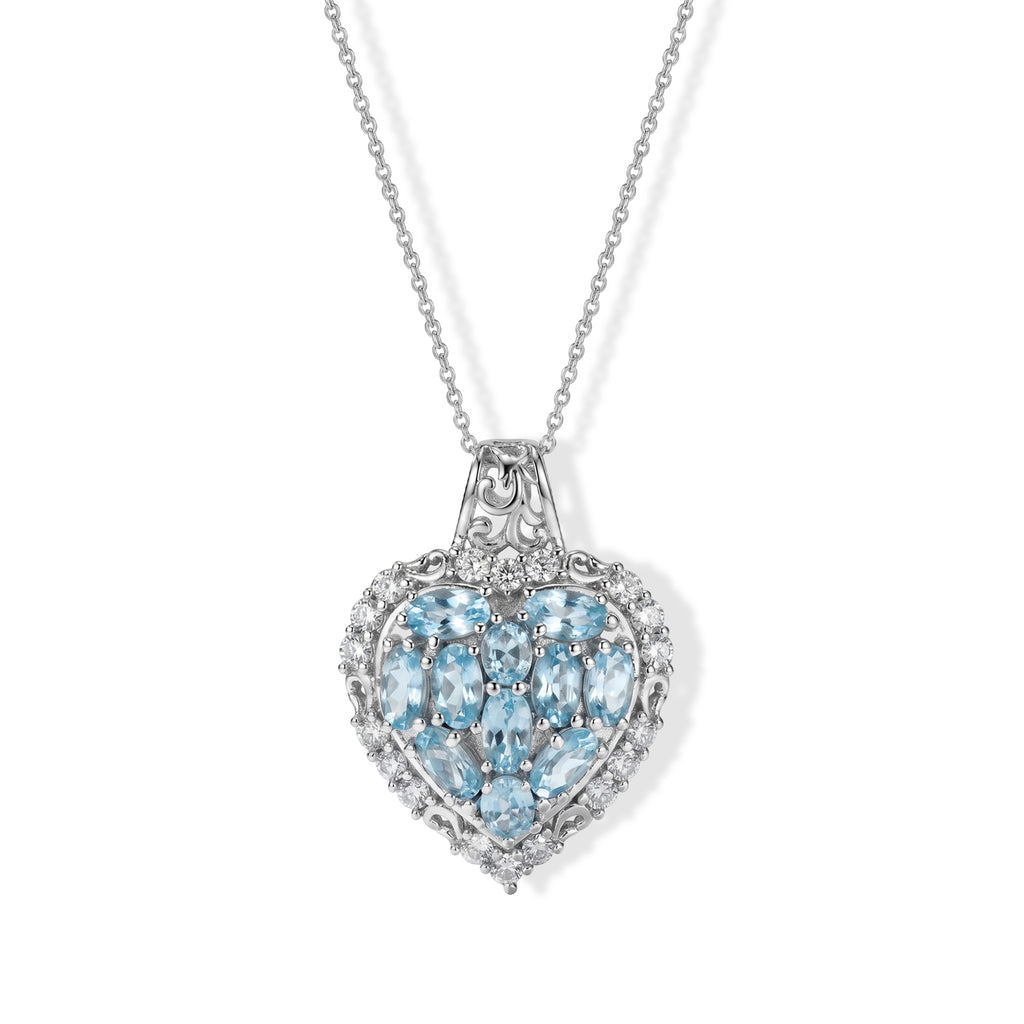 D'Joy Blauer Zirkon Schmuckset ca. 50 cm 925 Silber Rhodiniert ca. 4,77 ct.