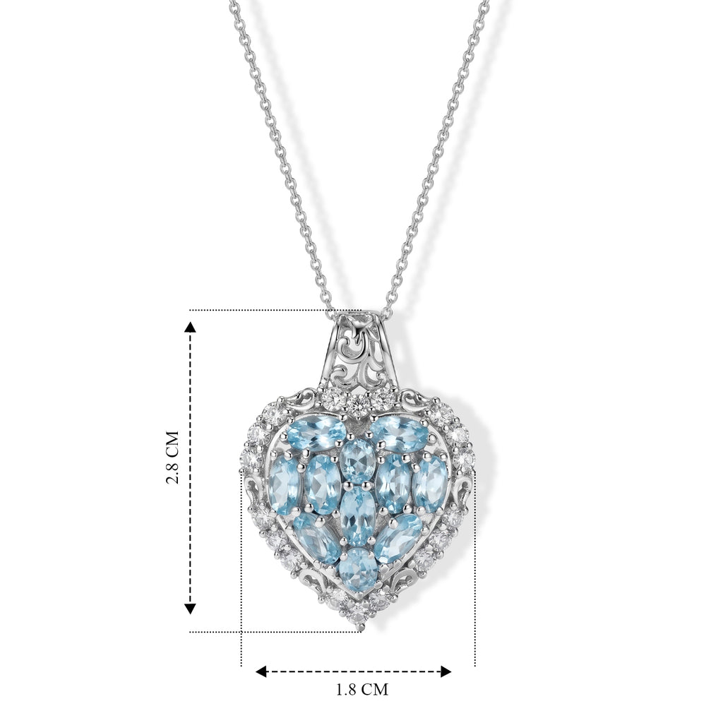 D'Joy Blauer Zirkon Schmuckset ca. 50 cm 925 Silber Rhodiniert ca. 4,77 ct.