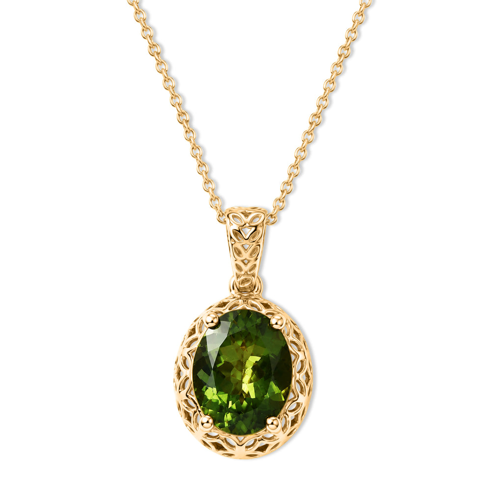 D'Joy Natürlicher grüner Apatit Schmuckset ca. 50 cm 925 Silber 750 Gelbgold vermeil ca. 2,83 ct.