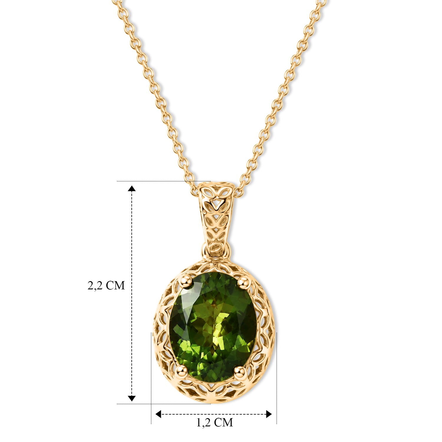 D'Joy Natürlicher grüner Apatit Schmuckset ca. 50 cm 925 Silber 750 Gelbgold vermeil ca. 2,83 ct.