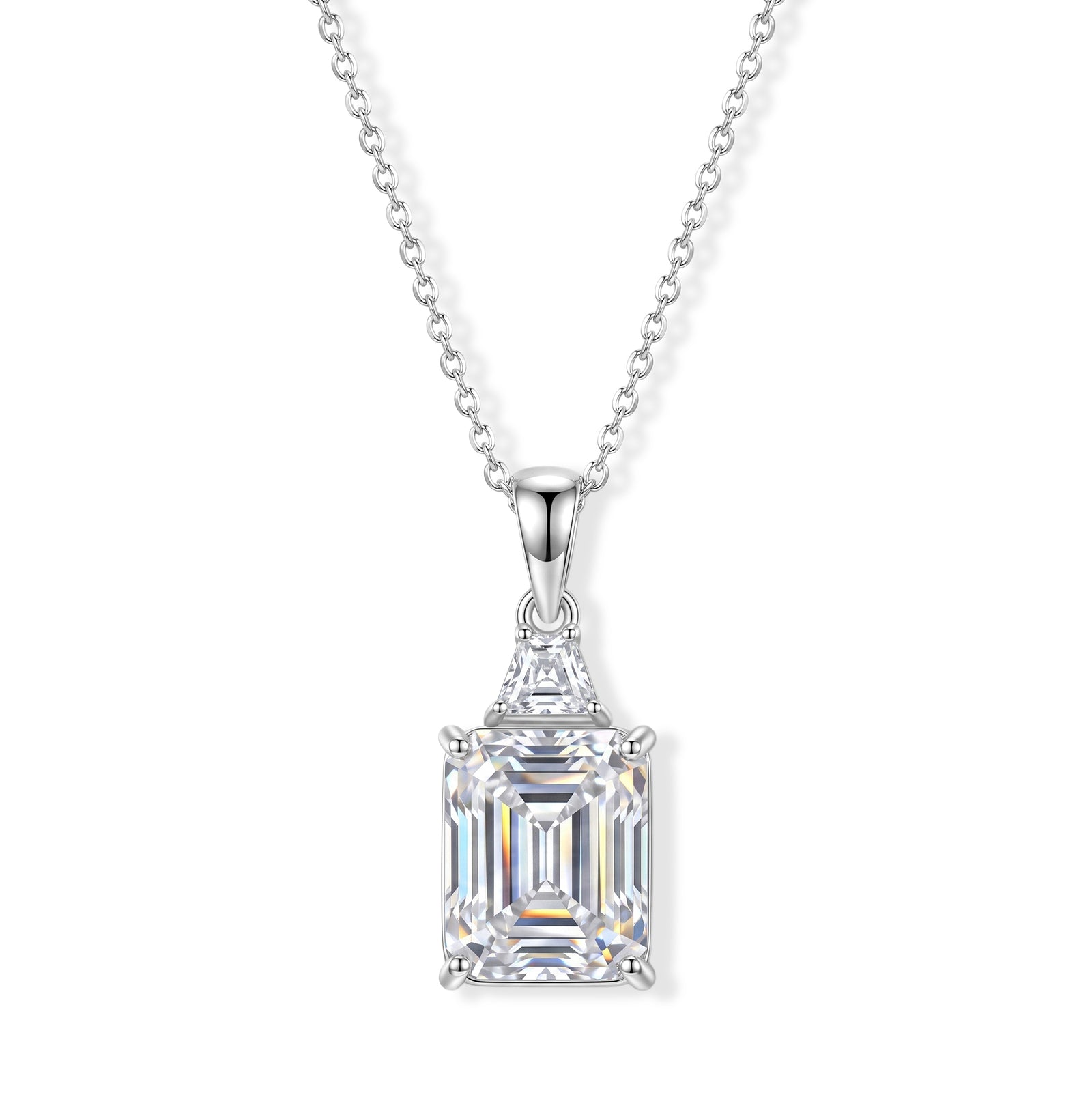 D'Joy Moissanit Anhänger mit 45cm Kette, 925 Silber rhodiniert - 7,17 ct.
