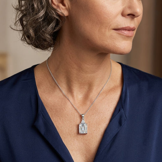 D'Joy Moissanit Anhänger mit 45cm Kette, 925 Silber rhodiniert - 7,17 ct.