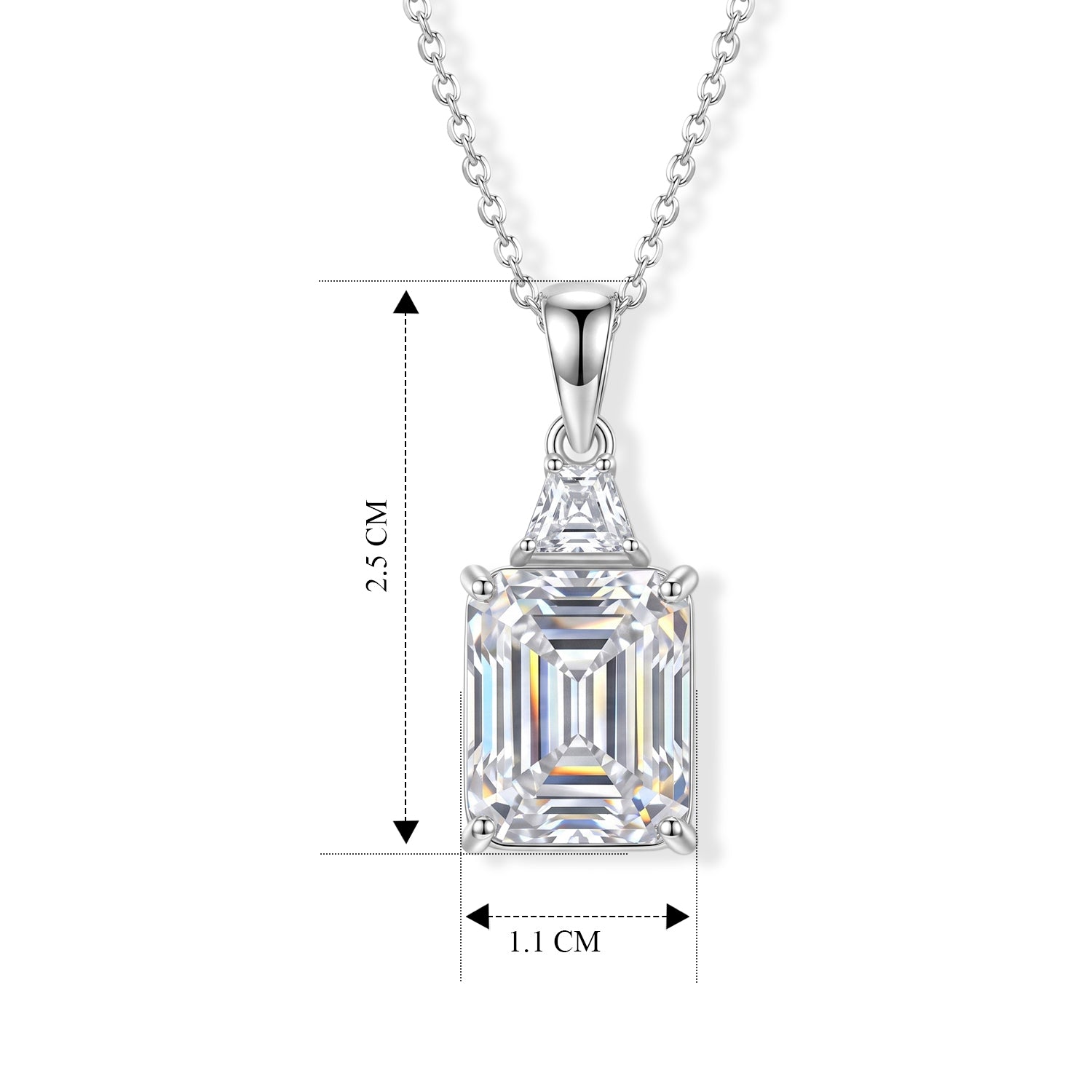D'Joy Moissanit Anhänger mit 45cm Kette, 925 Silber rhodiniert - 7,17 ct.