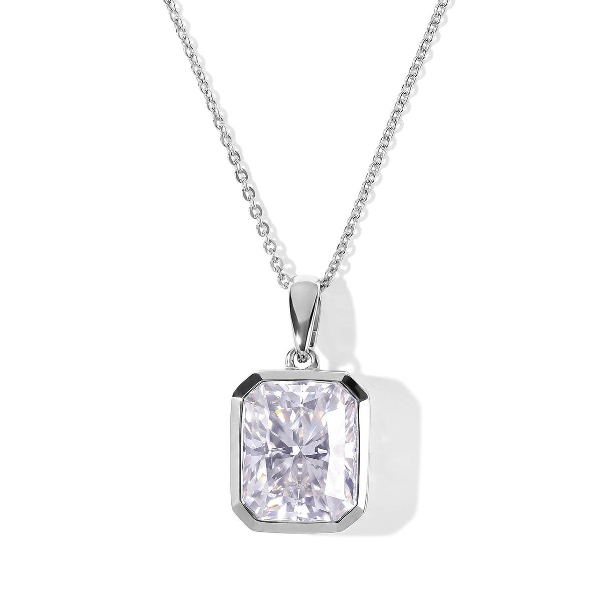 D'Joy Moissanit Anhänger mit Kette, ca. 50 cm 925 Silber Rhodiniert ca. 4.07 ct