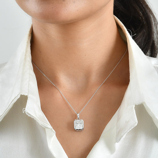 D'Joy Moissanit Anhänger mit Kette, ca. 50 cm 925 Silber Rhodiniert ca. 4.07 ct