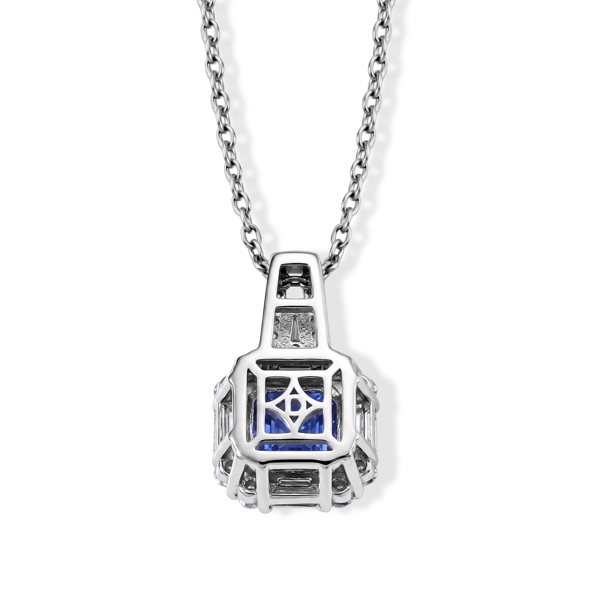D'Joy Farbwechsel Fluorit und Moissanit Anhänger mit 50cm Edelstahl-Kette, 925 Silber rhodiniert - 3,70 ct.