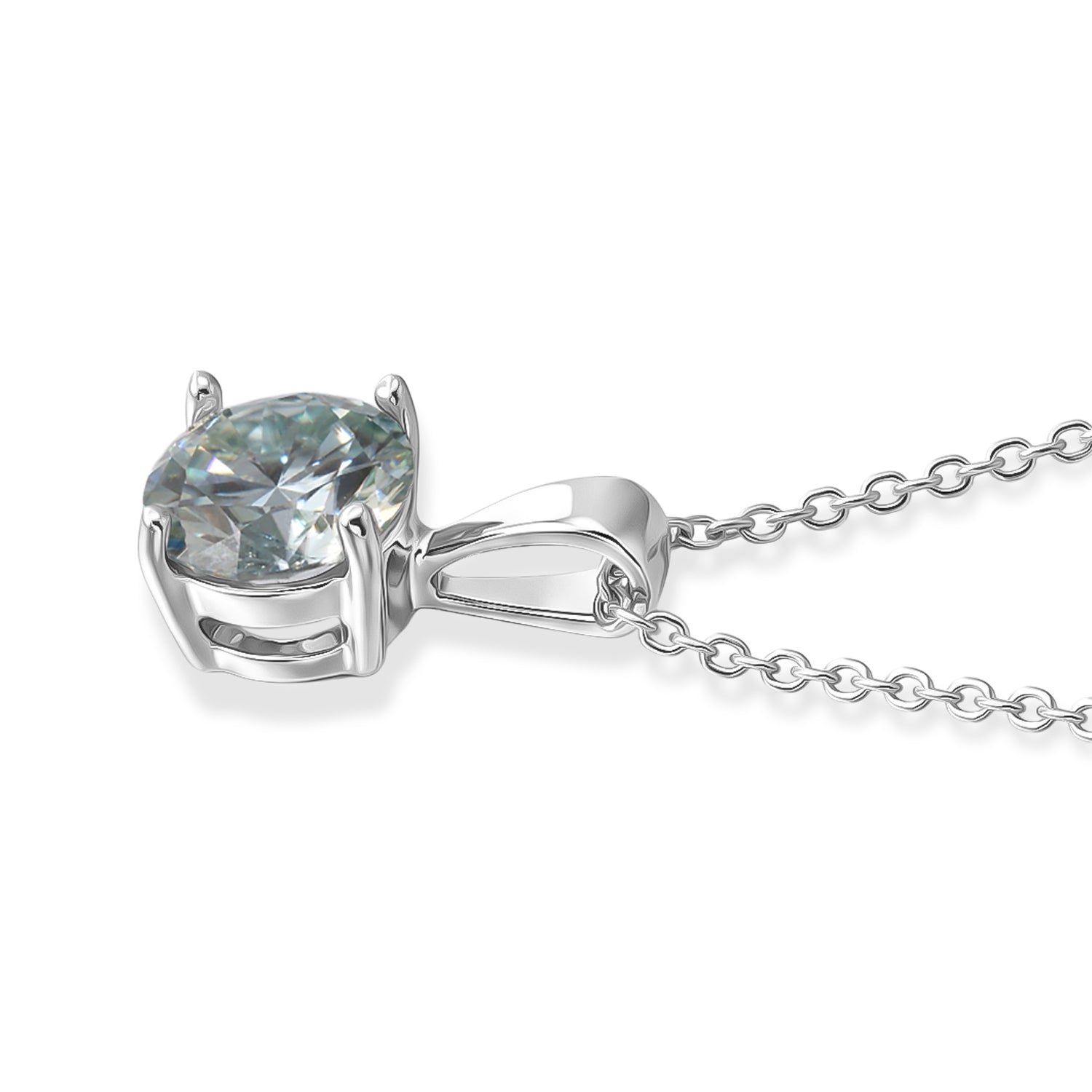 D'Joy Paraiba Moissanit Solitär Anhänger mit 45cm Kette, 925 Silber rhodiniert - 1,21 ct.