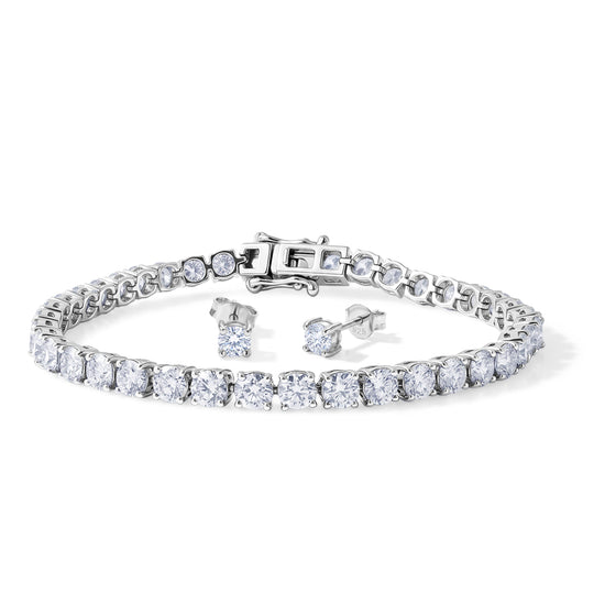 D'Joy Moissanit Schmuckset 925 Silber Rhodiniert ca. 10,94 ct.