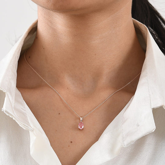 LUXURIANT DIAMOND - Lab Grown Rosa Diamant VS-EF SGL zertifiziert Schmuckset ca. 45 cm 925 Silber 750 Roségold vermeil ca. 1,05 ct.