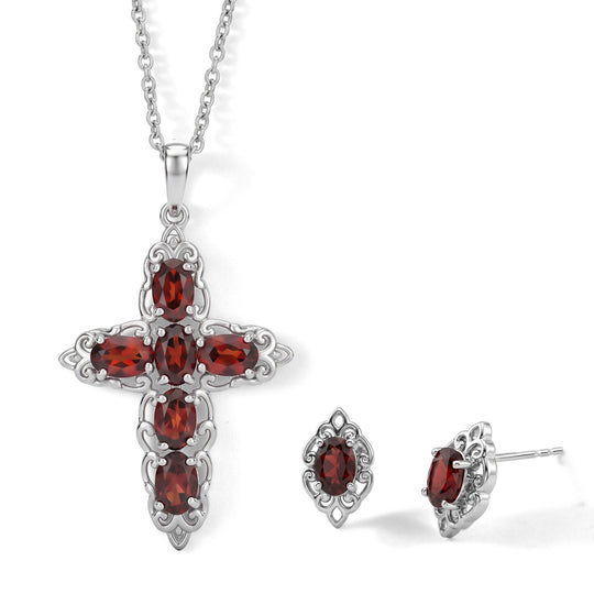 EVER TRUE Roter Granat Schmuckset ca. 50 cm ca. 4.96 ct
