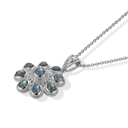 EverTrue AA Labradorit Schmuckset, 50cm Edelstahl Kette und Bronze mit Platin E-Beschichtung - 15,20 ct.