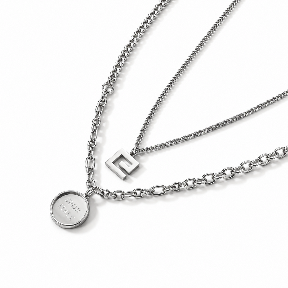 2er-Halsketten-Set mit Glücksbringermotiven, 316L-Edelstahl, ca. 20,60 g