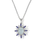 EVER TRUE Milchiger Aquamarin, Weißer Zirkon Schmuckset ca. 50 cm ca. 3,70 ct.