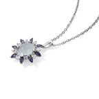EVER TRUE Milchiger Aquamarin, Weißer Zirkon Schmuckset ca. 50 cm ca. 3,70 ct.
