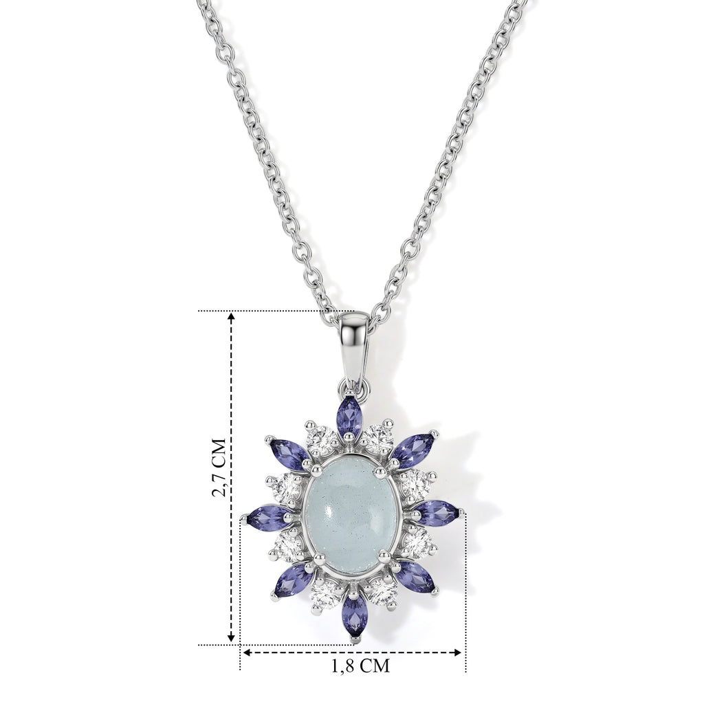 EVER TRUE Milchiger Aquamarin, Weißer Zirkon Schmuckset ca. 50 cm ca. 3,70 ct.
