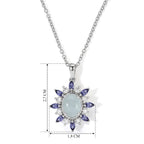 EVER TRUE Milchiger Aquamarin, Weißer Zirkon Schmuckset ca. 50 cm ca. 3,70 ct.