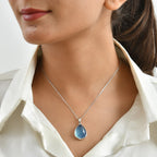 D'Joy Milchiger Aquamarin Schmuckset ca. 50 cm 925 Silber Rhodiniert ca. 14,50 ct.