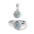 2er Set - EVER TRUE Milchiger Aquamarin Ring und Anhänger, (Größe 17.00) ca. 3,21 ct.