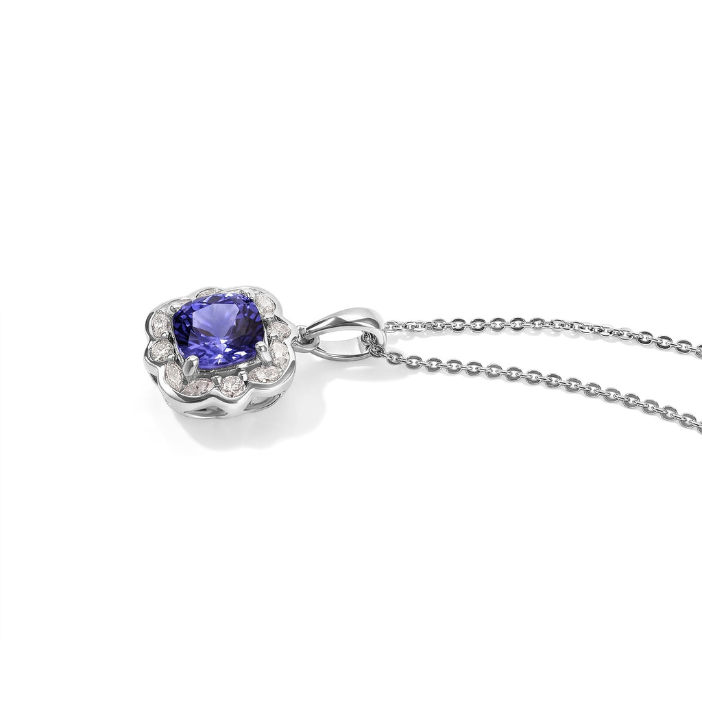 D'Joy AA Tansanit, Moissanit Schmuckset ca. 45 cm 925 Silber Rhodiniert ca. 2,12 ct.