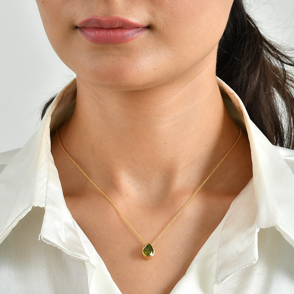 D'Joy AA Peridot Arizona Schmuckset ca. 50 cm 925 Silber 750 Gelbgold vermeil ca. 1,79 ct.