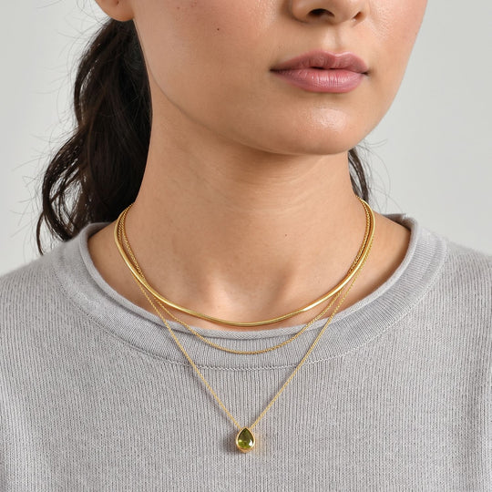 D'Joy AA Peridot Arizona Schmuckset ca. 50 cm 925 Silber 750 Gelbgold vermeil ca. 1,79 ct.