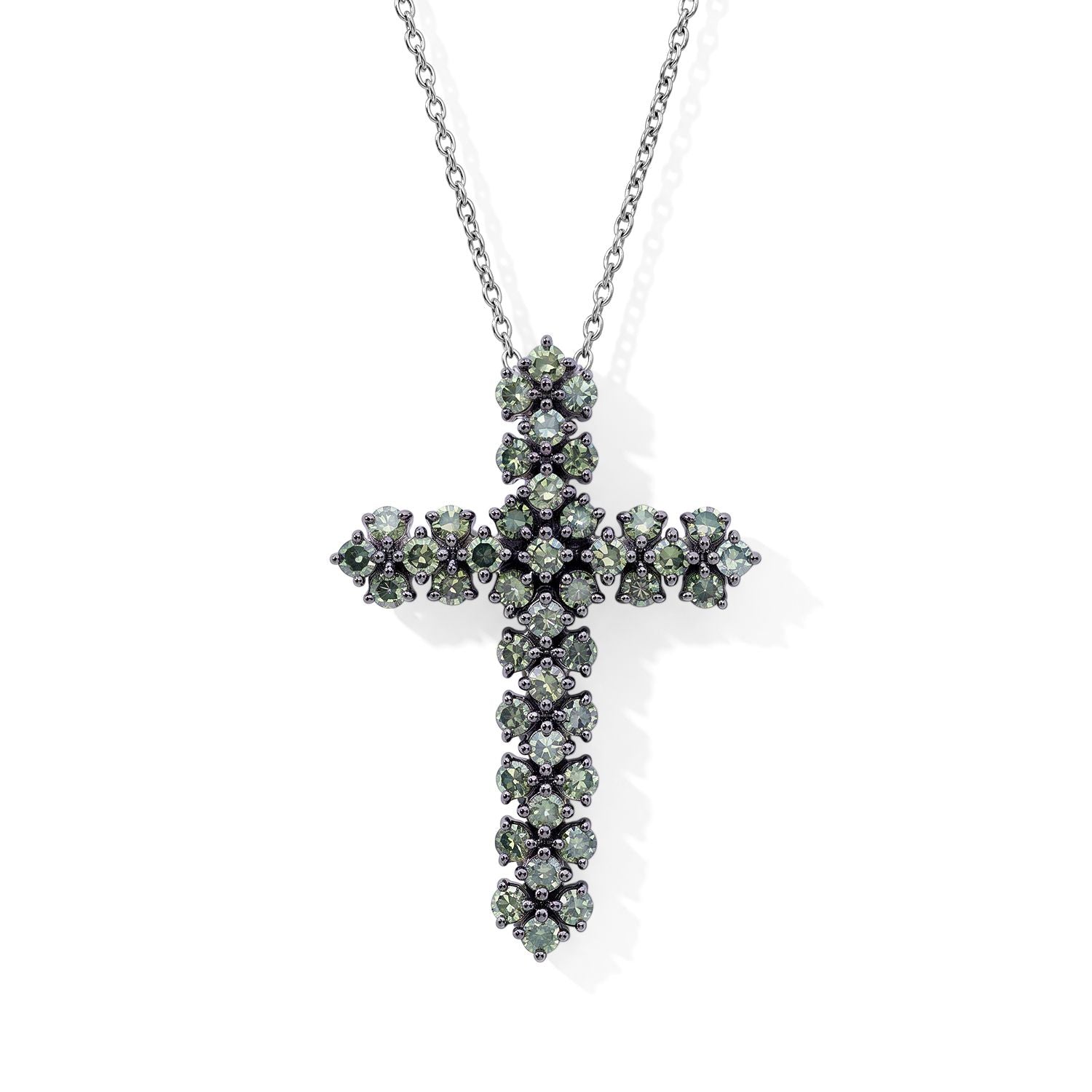 LUXURIANT SGL zertifizierter SI Labor grüner Diamant Anhänger mit 45+5cm Kette, 925 Silber rhodiniert - 1 ct.