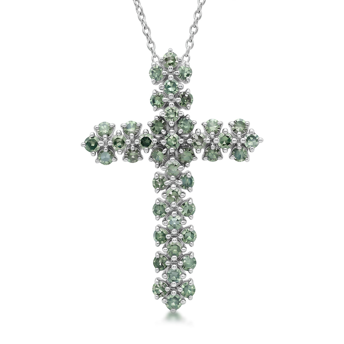 LUXURIANT DIAMOND - Lab Grown Grüner Diamant SI Schmuckset SGL zertifiziert ca. 50 cm 925 Silber Rhodiniert ca. 1.00 ct