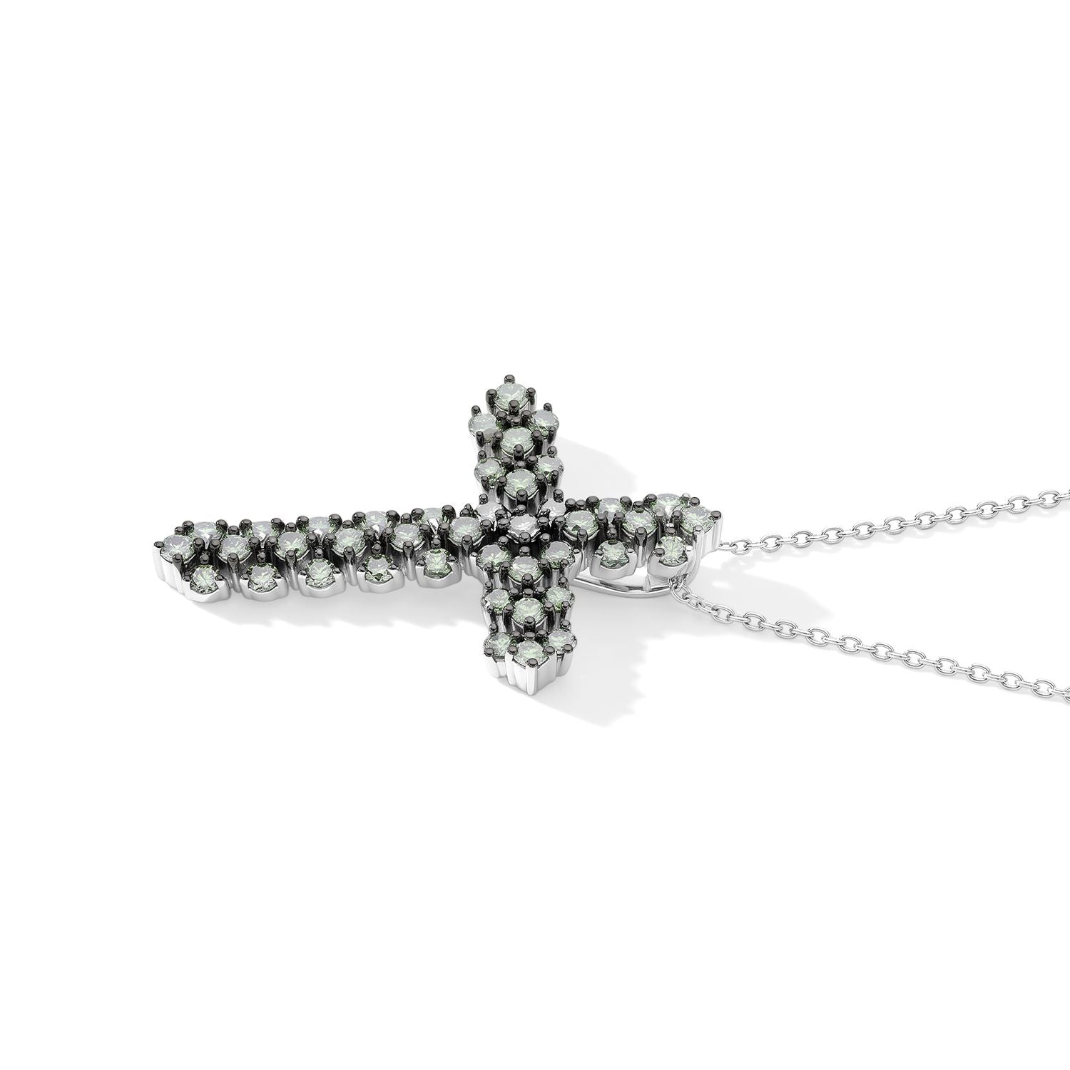 LUXURIANT SGL zertifizierter SI Labor grüner Diamant Anhänger mit 45+5cm Kette, 925 Silber rhodiniert - 1 ct.