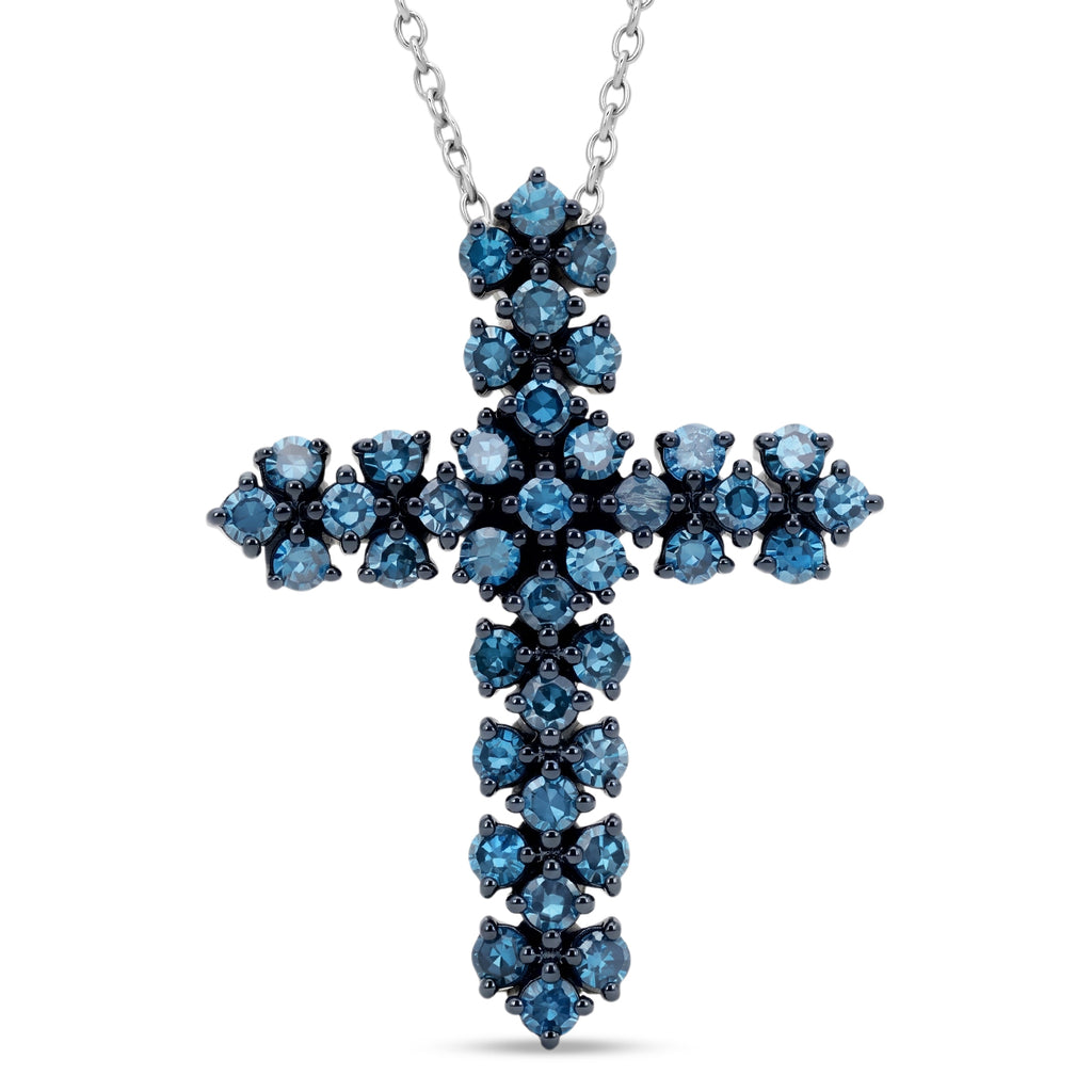 LUXURIANT DIAMOND - Lab Grown Blauer Diamant SI Schmuckset SGL zertifiziert ca. 50 cm 925 Silber Rhodiniert ca. 1.00 ct
