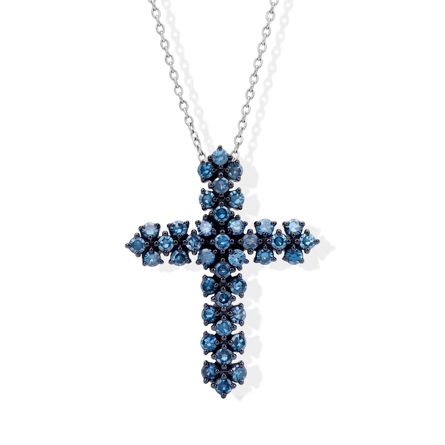 LUXURIANT SGL zertifizierter SI Labor blauer Diamant Anhänger mit 45+5cm Kette, 925 Silber rhodiniert - 1 ct.