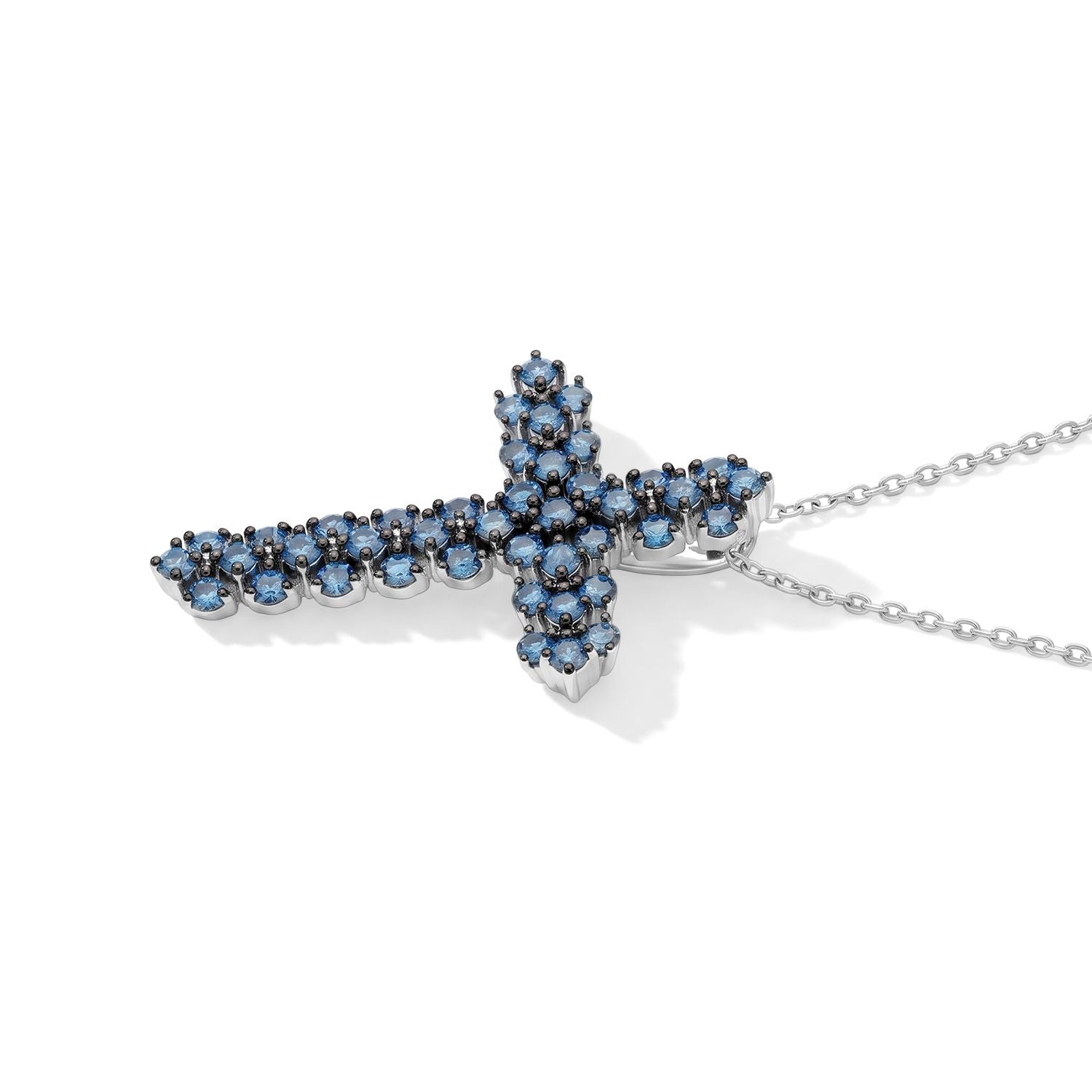LUXURIANT SGL zertifizierter SI Labor blauer Diamant Anhänger mit 45+5cm Kette, 925 Silber rhodiniert - 1 ct.