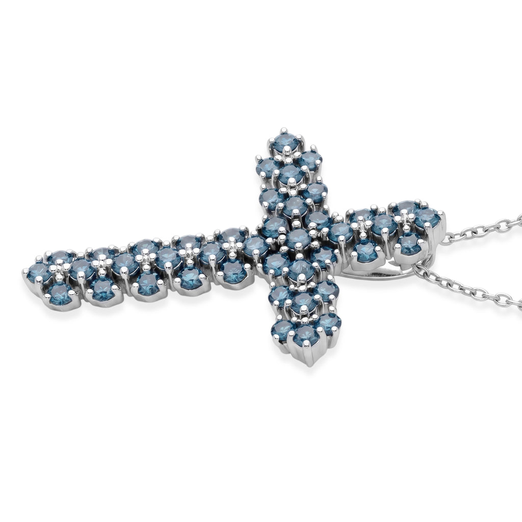 LUXURIANT DIAMOND - Lab Grown Blauer Diamant SI Schmuckset SGL zertifiziert ca. 50 cm 925 Silber Rhodiniert ca. 1.00 ct
