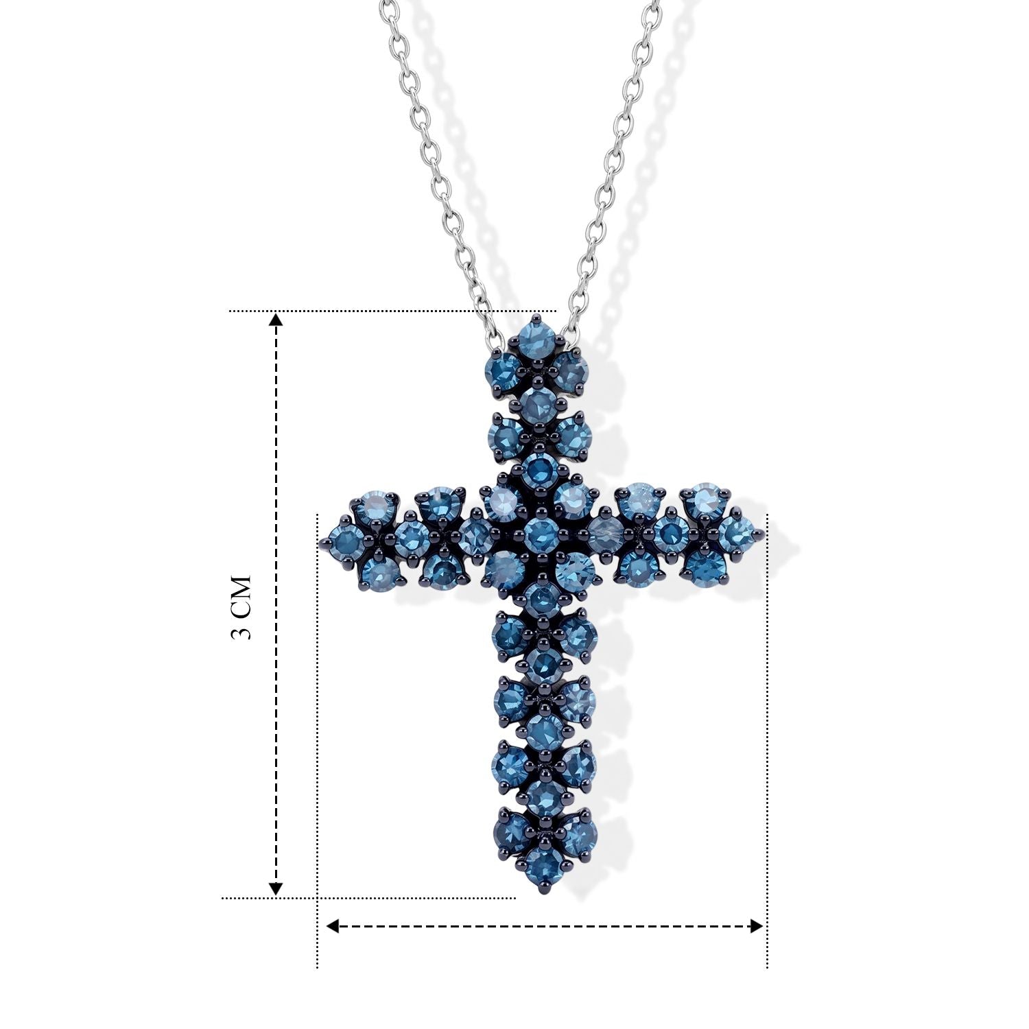 LUXURIANT SGL zertifizierter SI Labor blauer Diamant Anhänger mit 45+5cm Kette, 925 Silber rhodiniert - 1 ct.