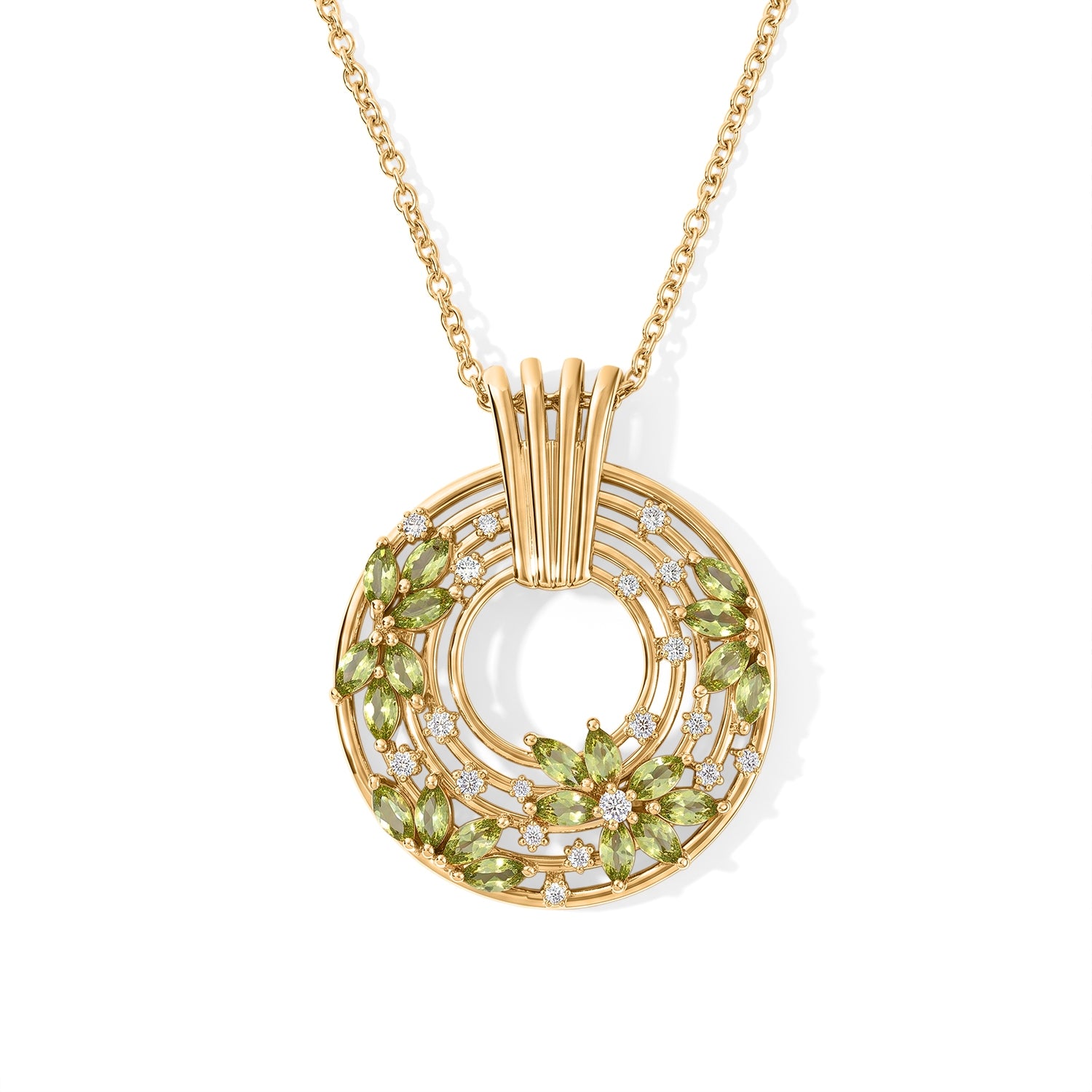 EVER TRUE Peridot Arizona, Weißer Zirkon Schmuckset ca. 50 cm ca. 2,17 ct.