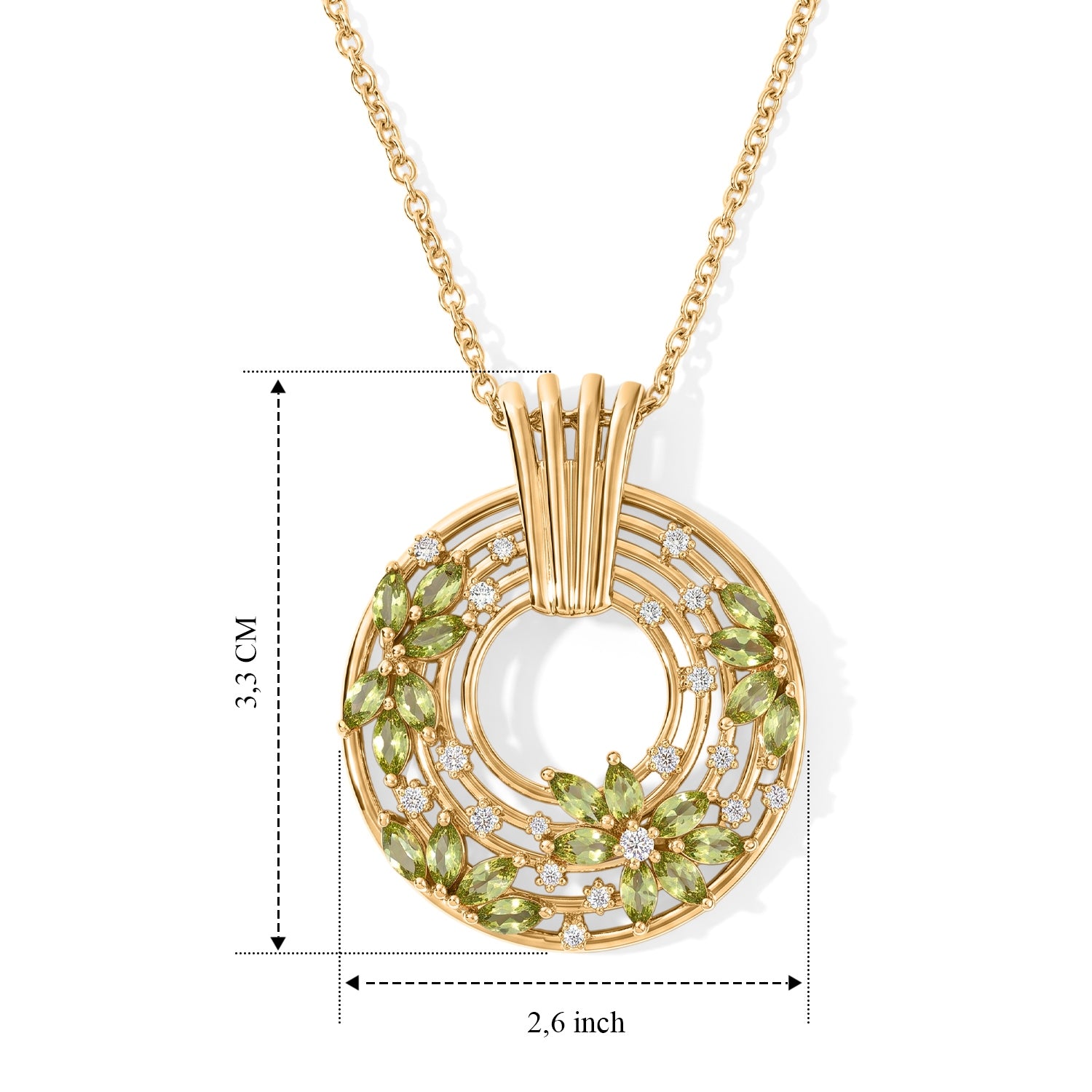 EVER TRUE Peridot Arizona, Weißer Zirkon Schmuckset ca. 50 cm ca. 2,17 ct.