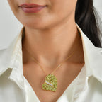 D'Joy Peridot Arizona, Weißer Zirkon Schmuckset ca. 50 cm 925 Silber 750 Gelbgold vermeil ca. 8,52 ct.