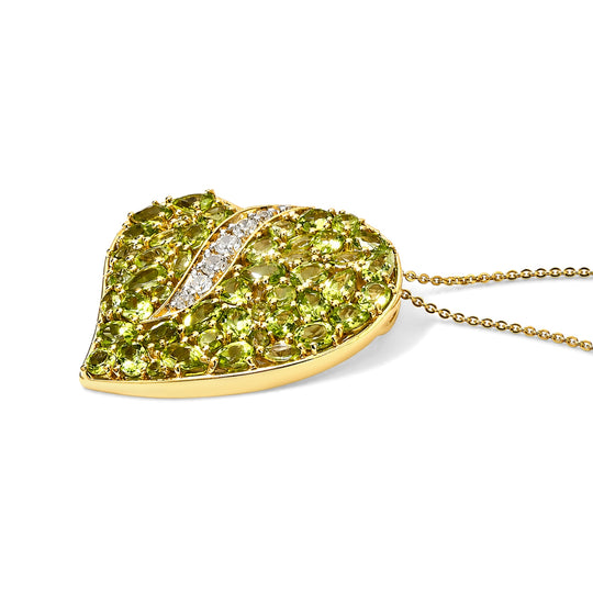 D'Joy Peridot Arizona, Weißer Zirkon Schmuckset ca. 50 cm 925 Silber 750 Gelbgold vermeil ca. 8,52 ct.