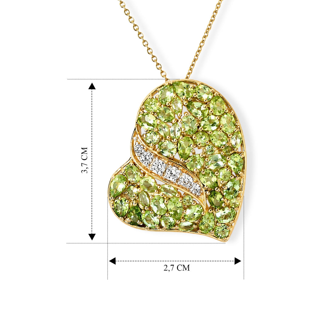 D'Joy Peridot Arizona, Weißer Zirkon Schmuckset ca. 50 cm 925 Silber 750 Gelbgold vermeil ca. 8,52 ct.