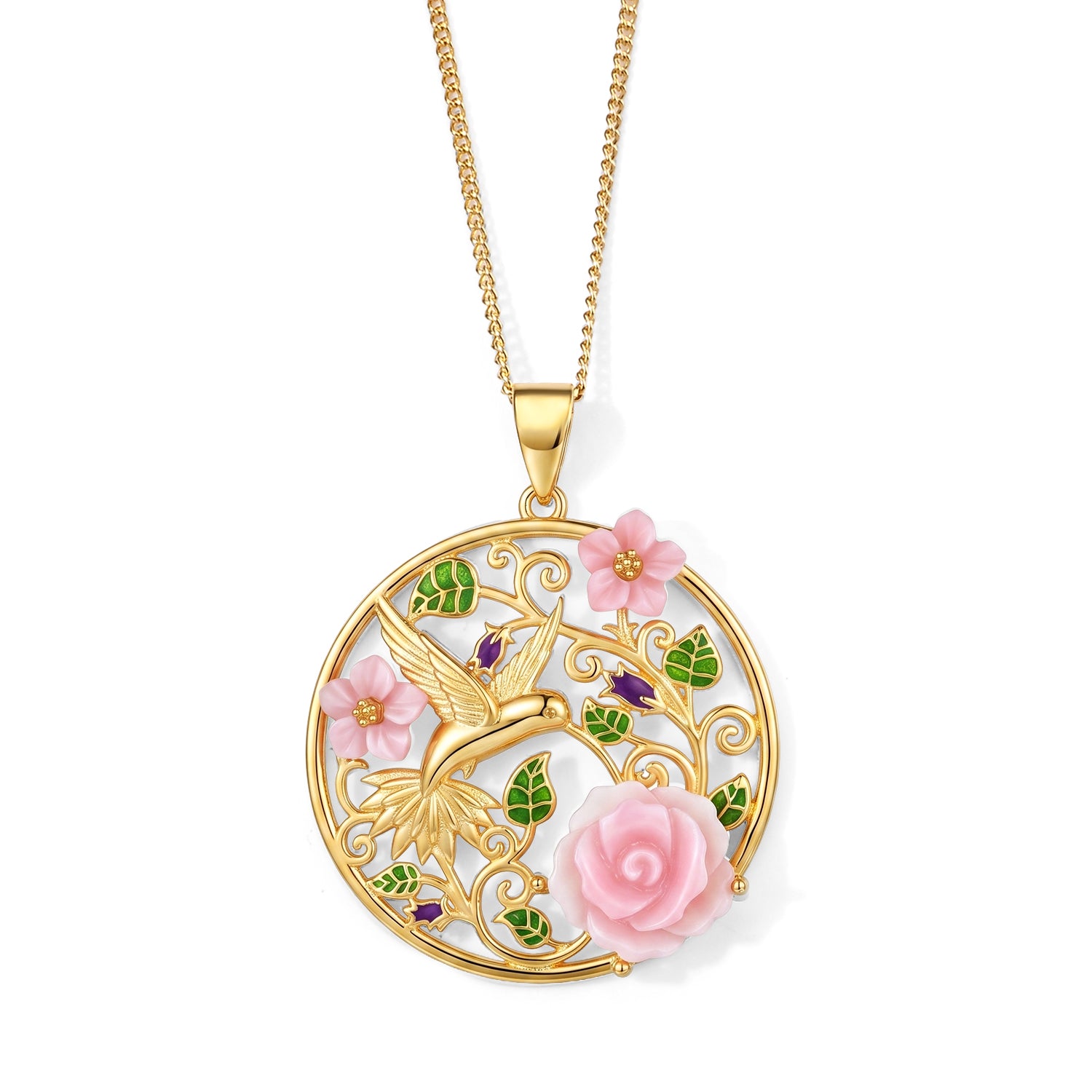 JARDIN KOLLEKTION D'Joy Rosa Perlmutt (10x10 mm) Schmuckset ca. 45 cm 925 Silber Vergoldet