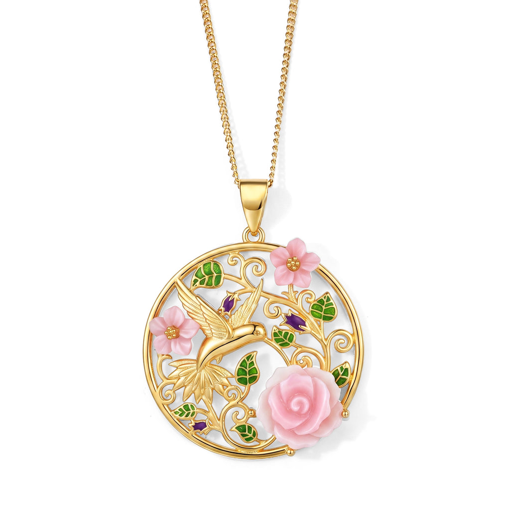 JARDIN KOLLEKTION D'Joy Rosa Perlmutt (10x10 mm) Schmuckset ca. 45 cm 925 Silber Vergoldet