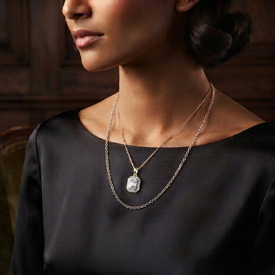 LUXURIANT DIAMOND - Lab Grown Diamant SI-GH Schmuckset ca. 50 cm 925 Silber 750 Gelbgold vermeil ca. 0,52 ct.
