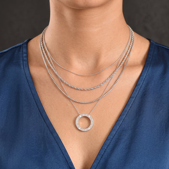 LUXURIANT DIAMOND - Lab Grown Diamant SI-GH Schmuckset ca. 50 cm 925 Silber Rhodiniert ca. 1,01 ct.