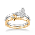 LUXURIANT DIAMOND - Lab Grown Diamant SI-GH Schmuckset 925 Silber 750 Gelbgold vermeil, 925 Silber Rhodiniert (Größe 16) ca. 0,10 ct.
