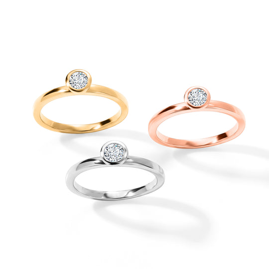 LUXURIANT 3er-Set SI-GH Labor Diamant Stacking Ringe, 925 Silber mit 750 Gelbgold Vermeil, 750 Roségold Vermeil und rhodiniert -(7-12 Werktage Lieferzeit)  3 ct.